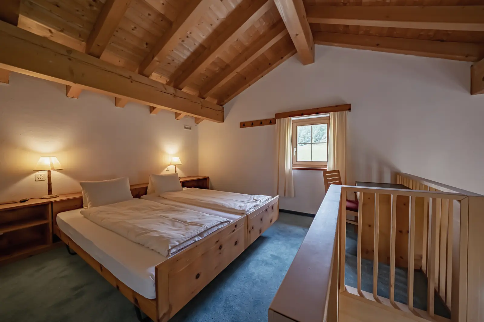 The junior suite with its gallery beneath the roof